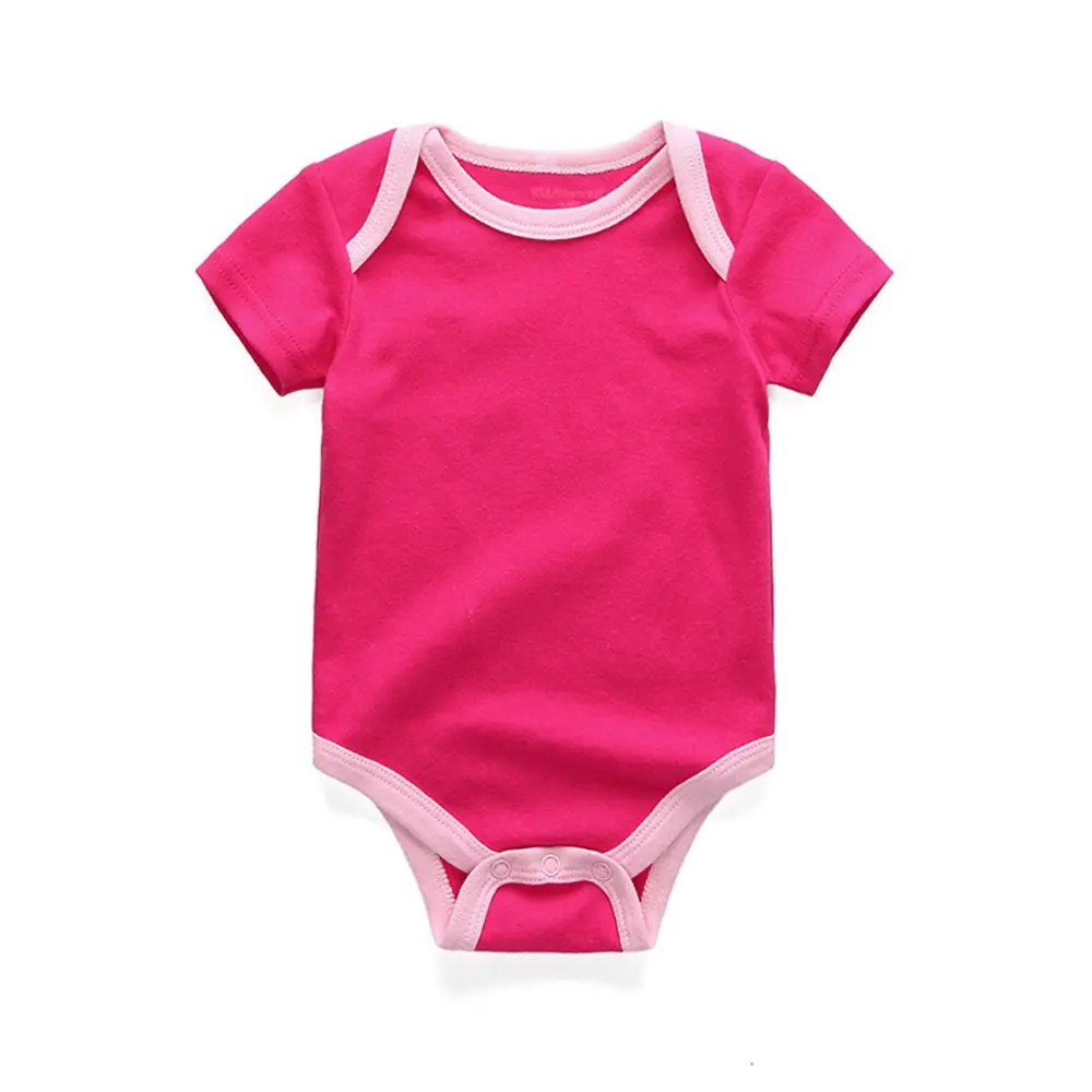 Kiddiezoom four seasons boys and girls solid color stitching 100% cotton jumpsuit boy girl tight soft cute baby boy clothes 0-12 months baby