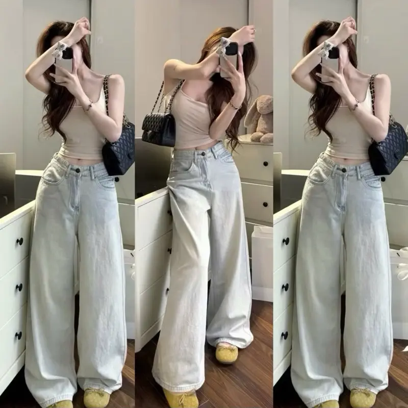 HAP (S-2XL) Quần Jeans Suông Trơn Tông Màu Bạc Chất jeans Mềm có 2 chiều dai 95 và 103cm .Mã 5678