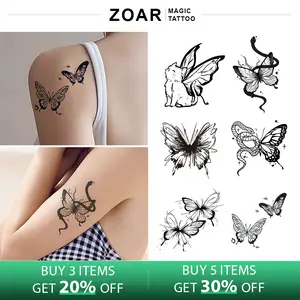 DOOSIN-Y02 Stiker Tato Temporary Semi Permanen【Kombinasi kupu-kupu】Tahan lama Tattoo menempel dekorasi seni untuk pria dan wanita