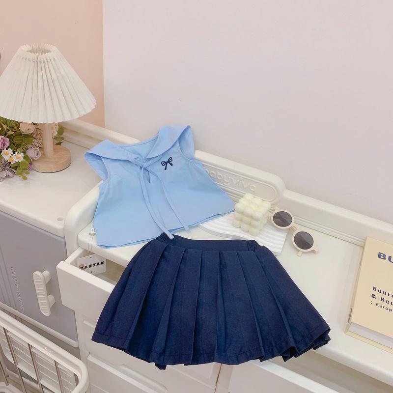 [Tiểu Yến KID] S1931-Quần áo hè bé gái đi học đi chơi, áo sơ mi và chân váy xếp ly 4