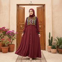 Gambar Gamis Trend Terbaru Motif Tenun Dress Kondangan Mewah Elegan - Shirin Zein Sabrina Seies - Maroon, S dari Shirin Zein Store Kab. Pati 1 Tokopedia