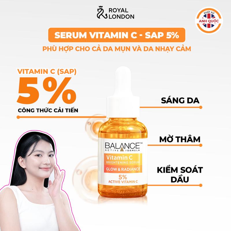 Serum Vitamin C Balance Active Formula sáng da mờ thâm sau 4 tuần hỗ trợ kiểm soát dầu phù hợp cho cả da mụn và da nhạy cảm xuất xứ Anh Quốc
