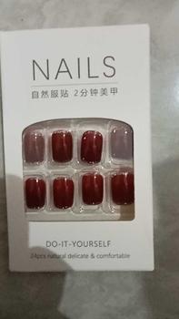 Product Review of 24 buah/kotak anggur merah kuku palsu berbentuk hati Art Lem Nail Box Cat from u**7 0