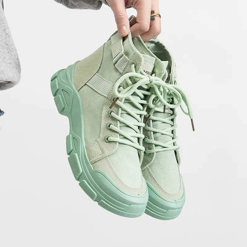 PINKEY P018 Sepatu Wanita Sneakers Boots Shoes Canvas Karet Tinggi Sol 4.5 Cm Insole Sponge Berlubang Comfy Elegant 5