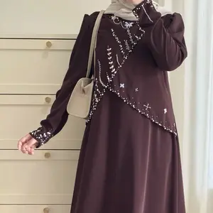 HANIA SET Muslim Gamis Dress Airflow Wanita Remaja dengan Detail Bordir dan Kain Berkualitas Tinggi