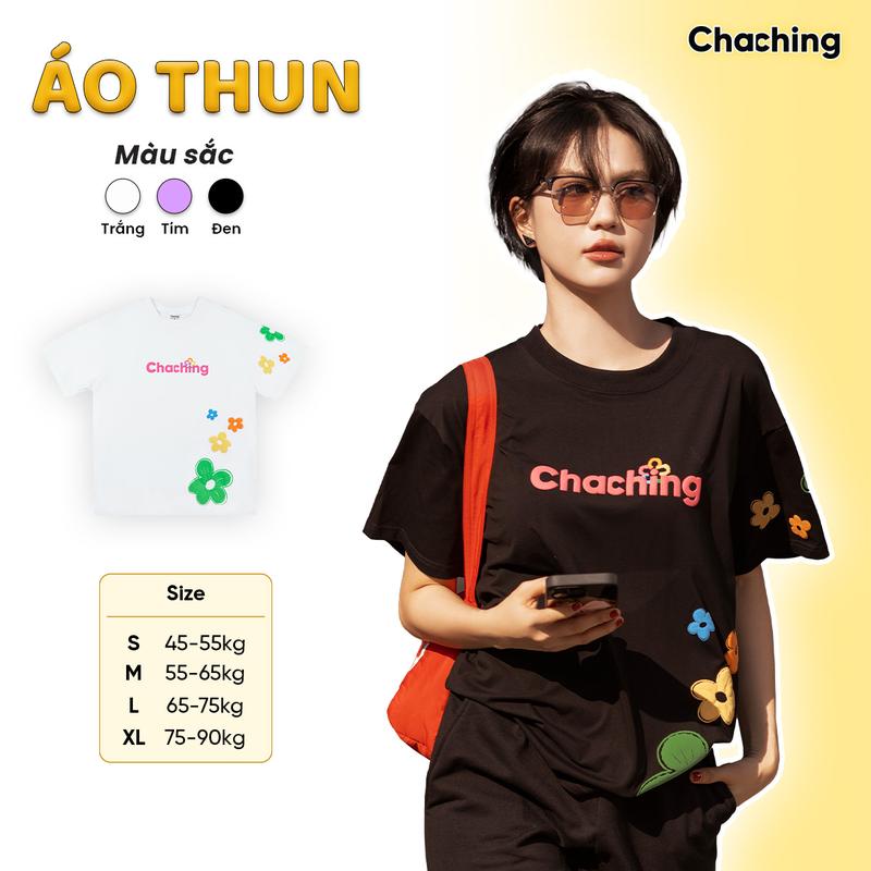 [BEST SELLER] Áo Thun Unisex In Dập Nổi Logo ChaChing, Áo Phông Nam Nữ Form Oversize Cổ Tròn Chất Vải Cotton 4C 230gsm Dày Dặn