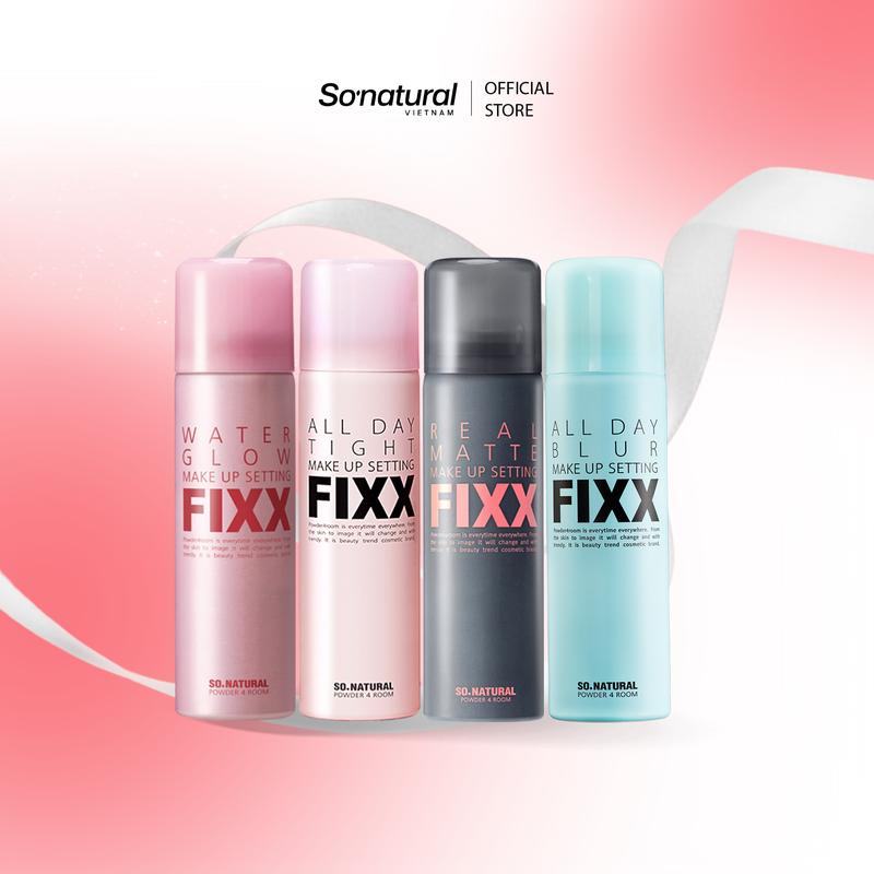   75ML-C  Xịt Khóa Makeup Toàn Diện So Natural Phân Loại Theo Từng Loại Da All Day Tight - Real Matte - Water Glow - Blur Makeup Setting Fixx 