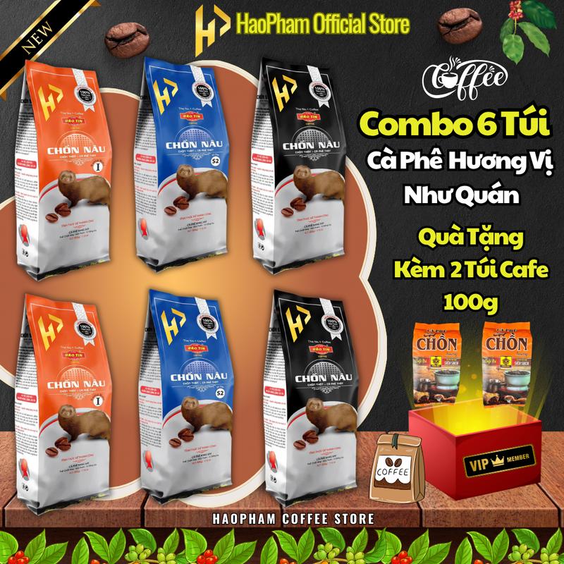 (Combo 3kg - 6 Túi) Cà Phê Pha Quán Chồn Nâu Bảo Tín 500g, Gu Cafe Đen Đá, Đậm Sánh Dai, Mùi Thơm Đặc trưng Robusta Coffee Socola cà phê Sô Cô La
