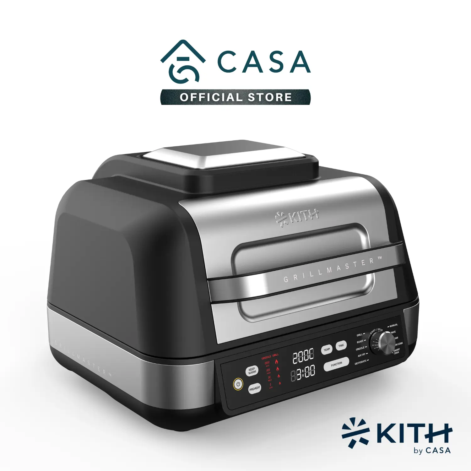 KITH GrillMaster Grill with Air Fryer & Steam (MGM-IG-SB1) | Electric Indoor | Detachable 90° Lid | 10 Menu | Easy Clean