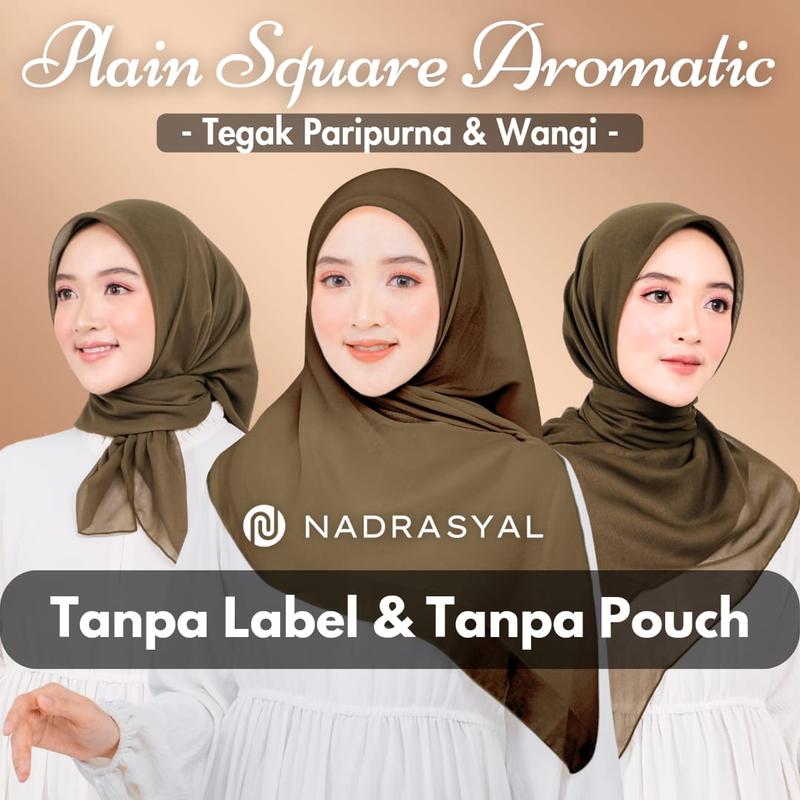 NADRASYAL - Plain Square Hijab Segiempat Polycotton Hijab Persegi Wangi Bella Square (TANPA LABEL) Nyaman Muslim Kerudung Basic 1
