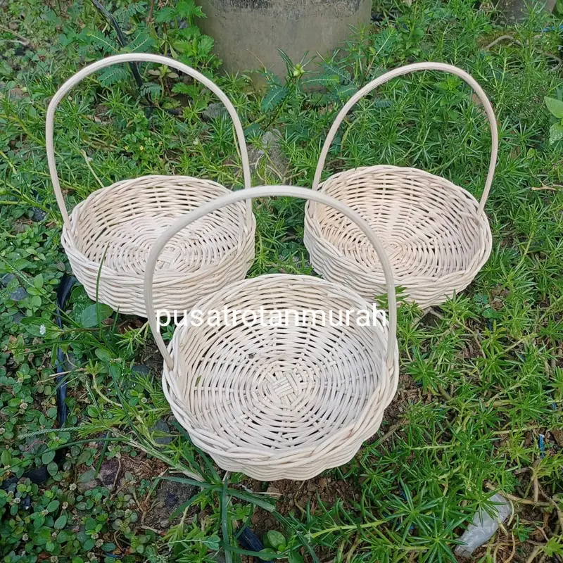 keranjang mini diameter 15 cm full rotan halus 0