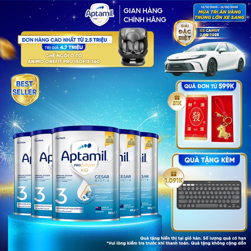 CƠ HỘI TRÚNG Ô TÔ Combo 5 Sữa bột Aptamil Profutura Kid Cesarbiotik New Zealand hộp thiếc số 3 800g trên 24 tháng