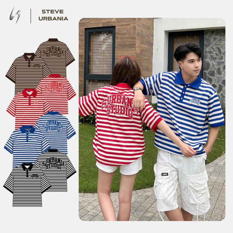 Áo Polo Unisex Sọc Form Rộng 3 Màu, Nam Nữ Đều Mặc Đẹp  Áo Thun Cổ Bẻ Local Brand Style Hàn, Cotton Mềm Mịn Cao Cấp  - PL02