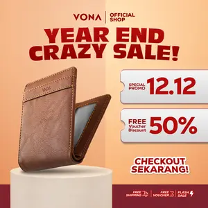 VONA Gen Wallet - Dompet Pendek Pria Lipat 2 Kulit Sintetis PU Model List Extra Slot Kartu
