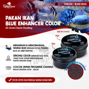 ULTRA BLUE (M) PELET PAKAN IKAN CHANNA PREMIUM SIZE 1mm 50 gr