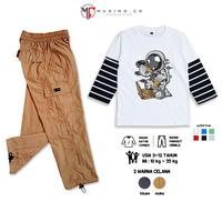 Gambar MAXIMO CO Setelan Anak Astro Salur Putih dan Celana Kargo Parasut Panjang 2 Warna Usia 3-12 Tahun Fashion Anak - Kaos Salur + Parasut Kargo Hitam, setelan M (3-4 tahun) dari Maximo Clothing Store Kab. Bandung 2 Tokopedia