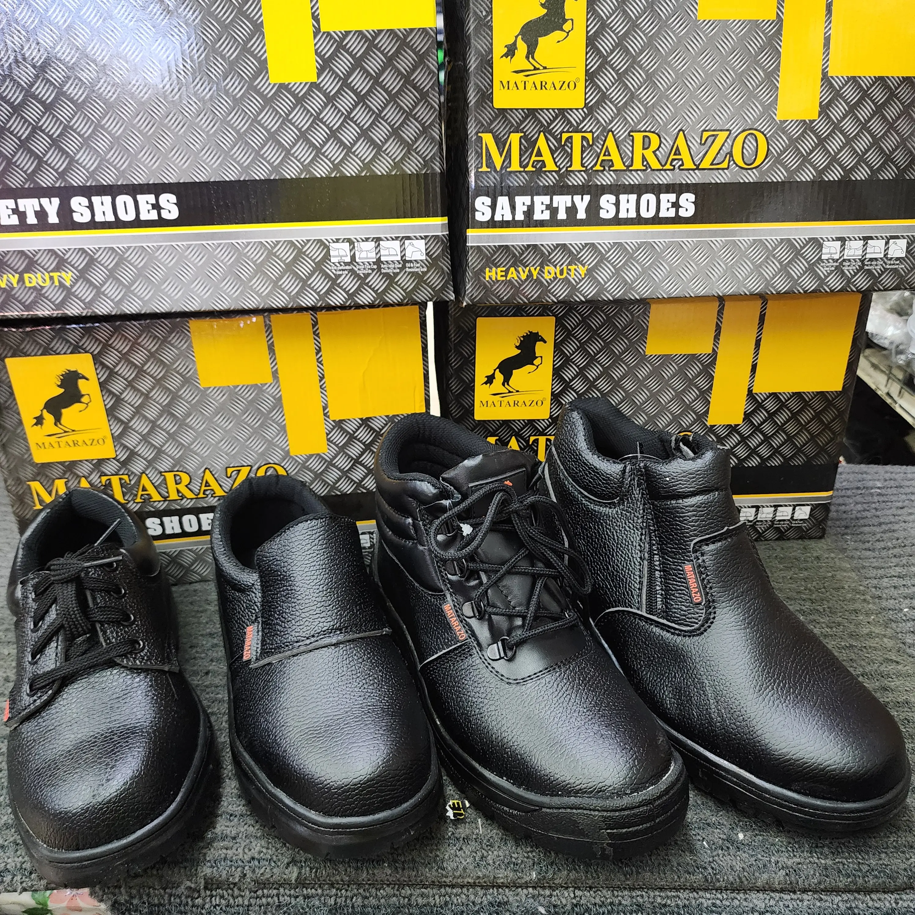 ( FREE 1 SOCK ) MATARAZO 608 208 205 613 Double Zip Mid Cut SLIP ON LOW CUT Safety Shoes KASUT KERJA Black Hitam