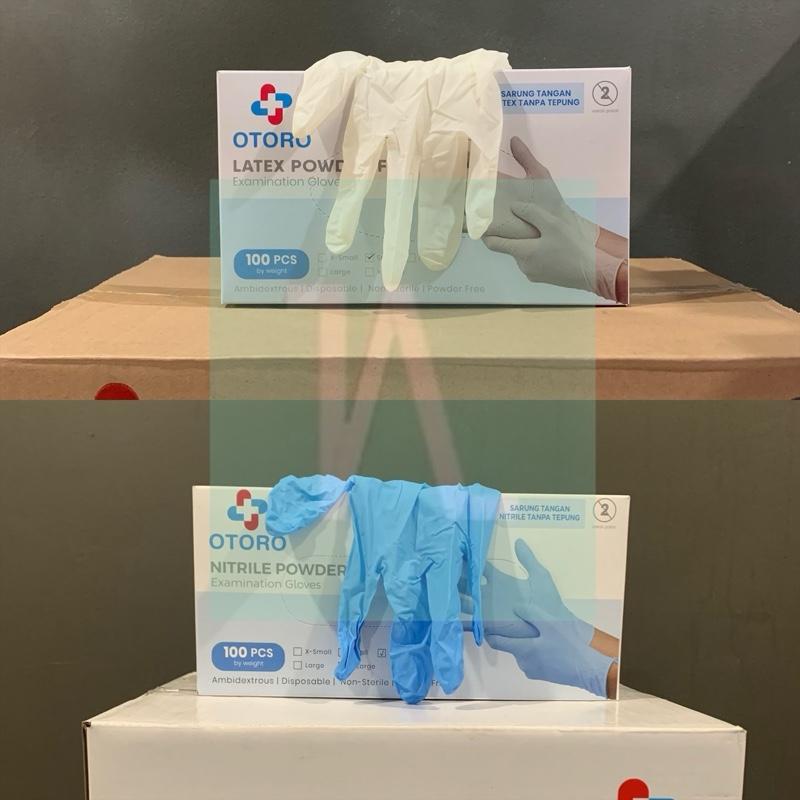 Otoro Medical Latex Gloves Powder Free | Sarung Tangan Karet Medis Non Powder - Latex Putih, XS