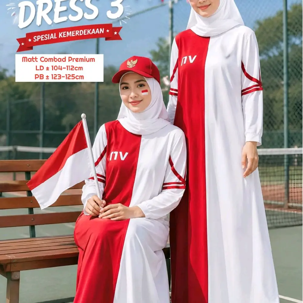 Dress Gamis Olahraga Muslim Baju Olahraga Merah Putih Baju Agustusan Baju Senam Baju Kekinian Baju Mewah Murah Dewasa Panjang Wanita Gamis Kemerdekaan