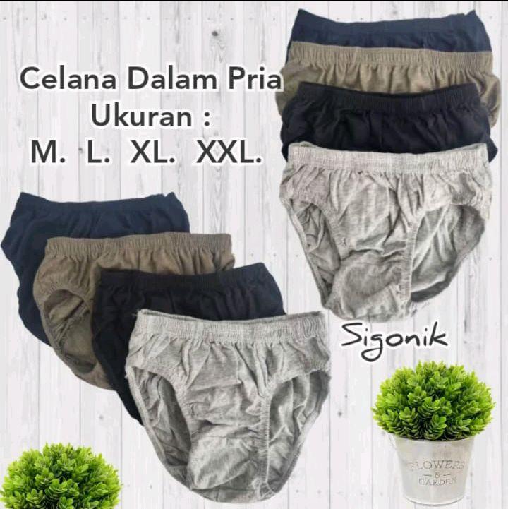 paket hemat isi 12pcs celana dalam segitiga  celana dalam pria dewasa nyaman dipakai bahan katun lembut karet elastis terlaris Boxer Cowok Merah Pendek Motif 1