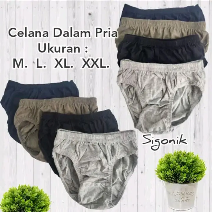 paket hemat isi 12pcs celana dalam segitiga  celana dalam pria dewasa nyaman dipakai bahan katun lembut karet elastis terlaris Boxer Cowok Merah Pendek Motif 1