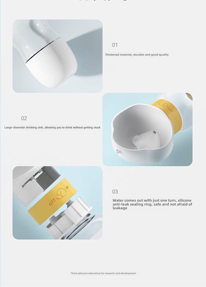 Product Introduction of One-touch water dispenser, portable pet water cup for feeding dogs and cats, outdoor portable water bottle, leak-proof design, lightweight and durable, essential water feeder for dog walking 11