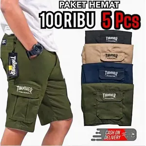 Paket Hemat 100Ribu 5 Pcs Celana Pendek Pria dengan Desain Cargo
