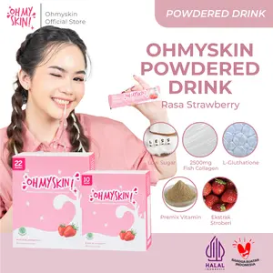 Oh My Skin! Powdered Drink Strawberry isi 10 Sachet with 2500mg Collagen and L-Glutathione