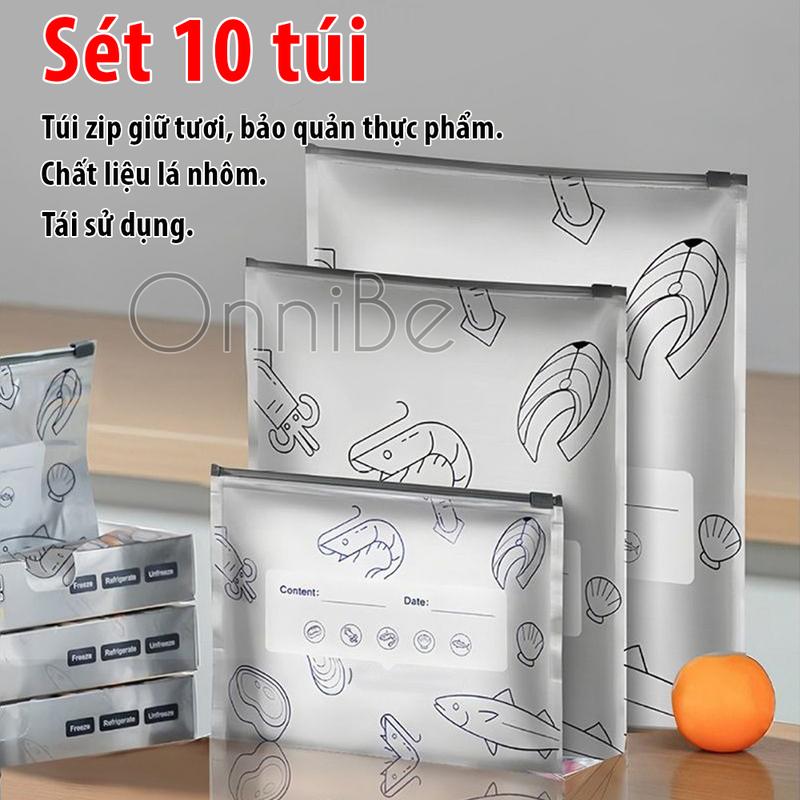  Sét 10 Túi Giữ Tươi Có Khoá kéo bằng Lá Nhôm Dày Có Thể Tái Sử Dụng Túi Bảo Quản Thực Phẩm Tủ Lạnh 