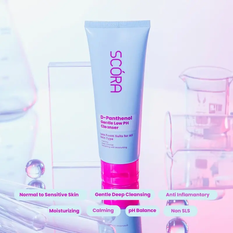 SCORA D-Panthenol Gentle Low pH Cleanser 100ml facial  wash sabun  wajah scora  pink Cleansing Membersihkan Muka Kotoran Kering Mencerahkan v it viral 3