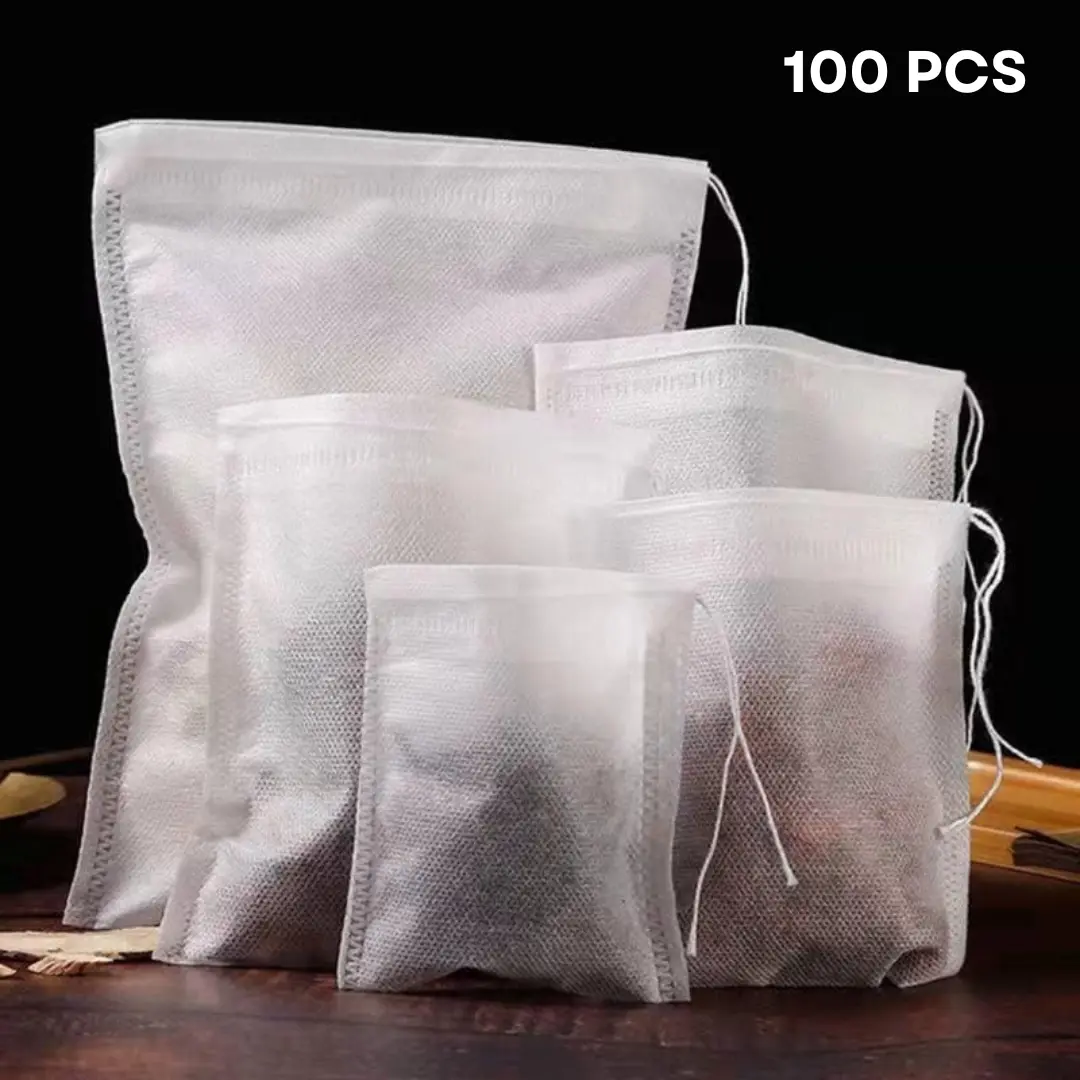 100pcs Kantong Teh Celup Kosong Non Woven Food Grade Tea Bag Disposable Filter Air Saringan Putih 6x8 7x9 8x10 9x10 10x12 10x15 12x16 13x18 20x25