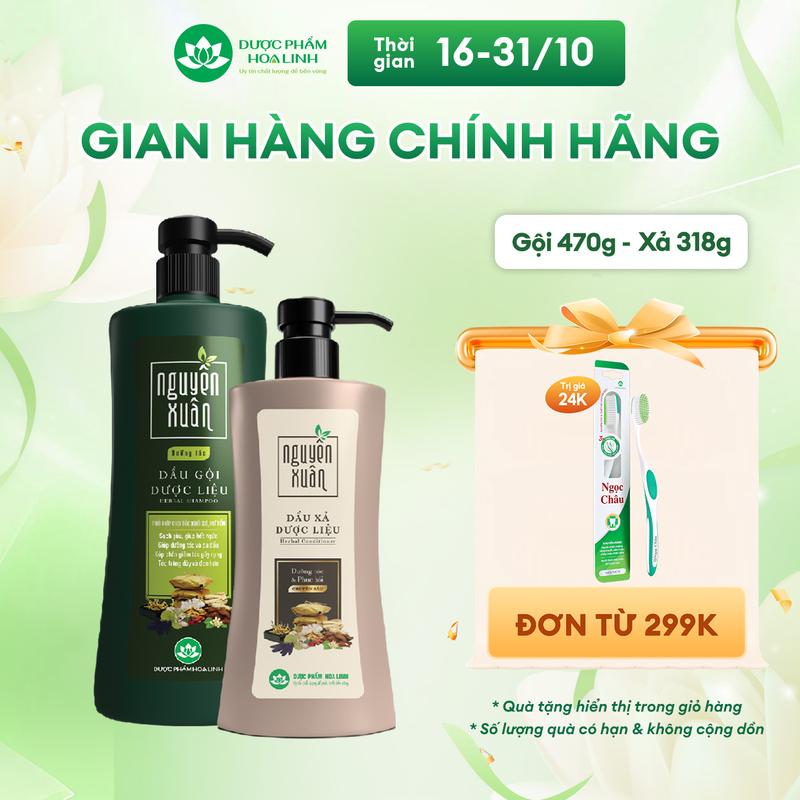 Bộ Dầu gội 470g và Dầu xả 318g Nguyên Xuân xanh dưỡng tóc - Dành cho tóc khô xơ, hư tổn