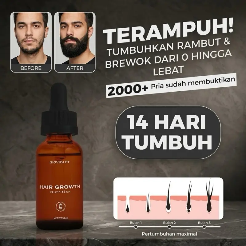 JAMINAN & GARANSI UANG KEMBALI - Penumbuh brewok, rambut, kumis, alis FREE KONSULTASI