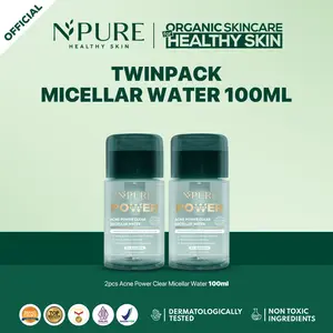 【Paket 2PCS】NPURE Acne Power Clear Micellar Water 100ml /Pembersih Wajah / pembersih makeup / npuremicellarwater / npurepowerclear / powerclear / Memudarkan / Membersihkan / Cleanser /Berjerawat / Remover / Cleansing