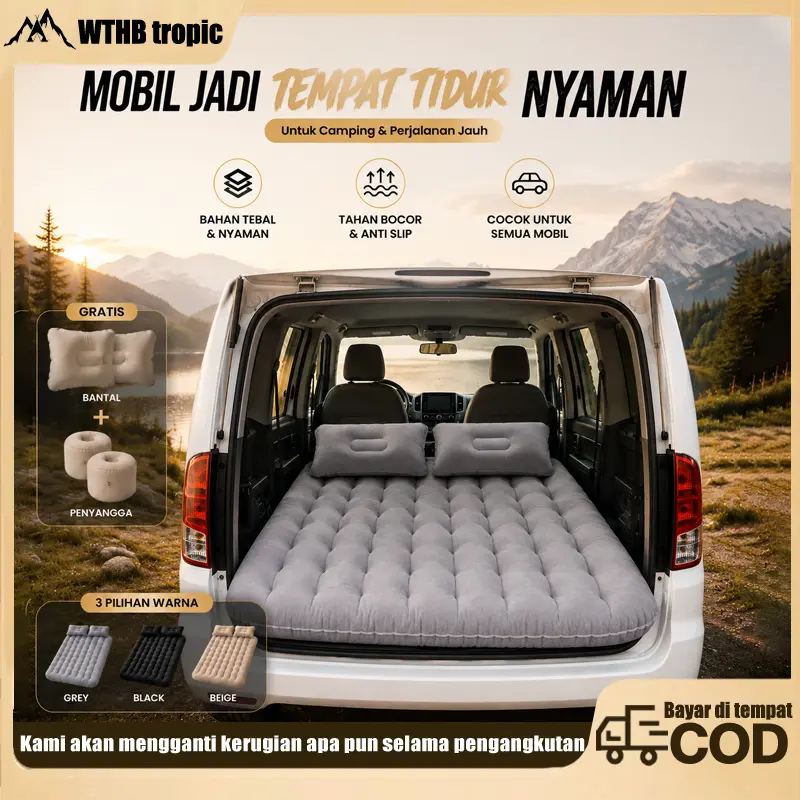 【COD】Matras Kasur Angin Mobil Beludru Premium 135x85x45cm Car Air Bed Dengan Pompa Elektrik Gratis Bantal Serbaguna Indoor Outdoor Piknik Mudik Tidur Nyaman