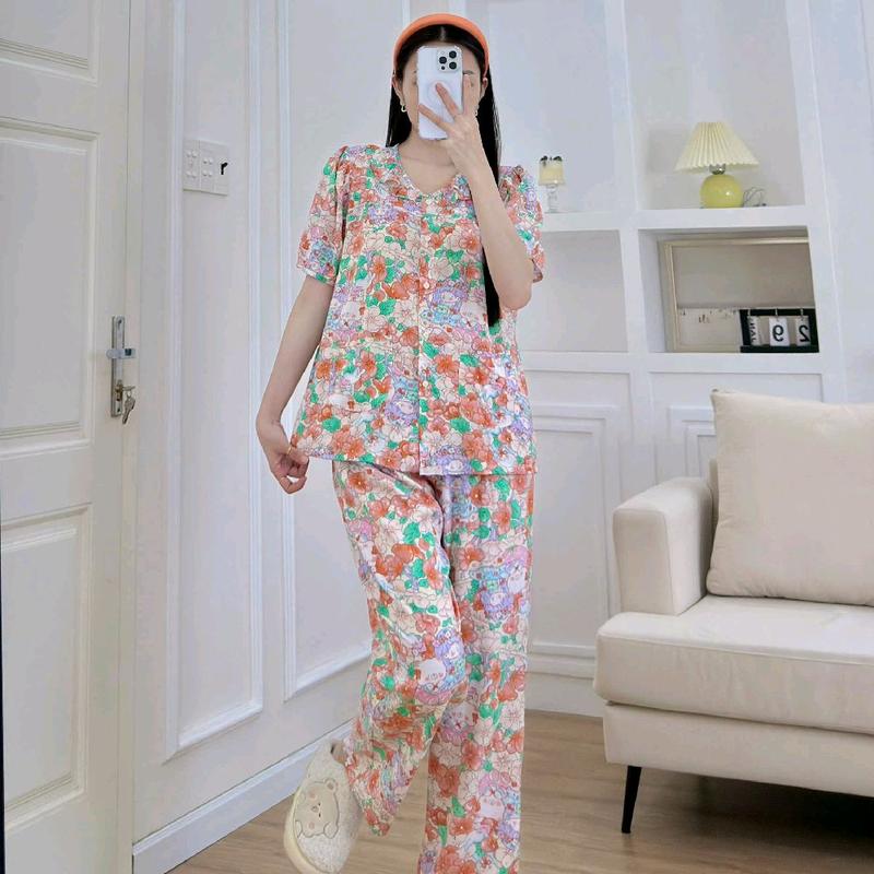 [48-75kg] Đồ Bộ Tole nữ tay ngắn quần dài tiểu thư