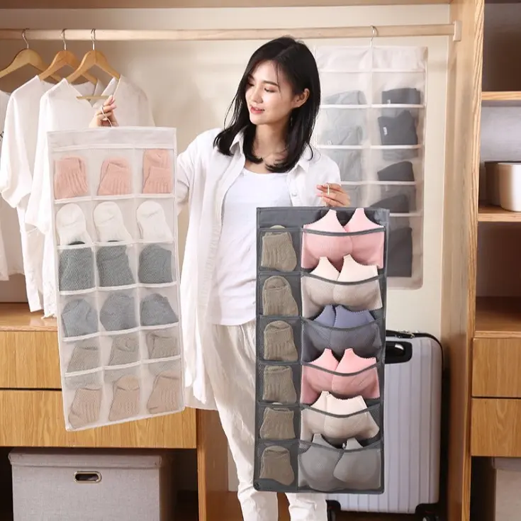 Gantungan Pakaian Dalam Hanging Underwear Pouch 30 Sekat 2 Sisi Tempat Bra Dan Panties Celana Dalam
