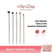 Gambar AMY'S DIARY Set Kuas Make Up 5 Pcs Brush Eyebrow Eyeliner Eyeshadow Beauty Tools For Makeup Beginner - 5 PCS + POUCH dari Amy's Diary Kab. Tangerang 1 Tokopedia