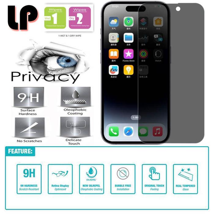 Gambar LP Anti-Spy Tempered Glass iPhone 17 Pro Max - for iPhone 17 ProMax - Anti Gores Layar HP Fit Screen Cover Privacy Black Peep Protector Guard 9H Glossy Tanpa Border List dari Logay Acc Kota Bandung Tokopedia