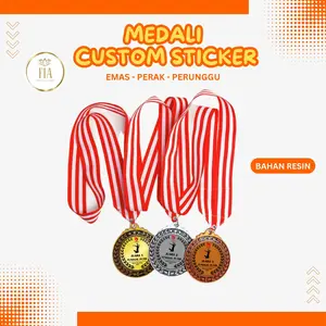 Medali Custom Kejuaraan Bahan Resin Warna Emas Perak Perunggu