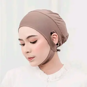 ciput hijab | dalaman hijab | ciput lubang telinga Instan Wanita Pollycotton Segi