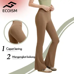 ECOISM Legging Olahraga Wanita Flare Pants Warna murni Tinggi pinggang Cocok untuk gym dan lari Outdoor Sport pilates  cutbray Yoga