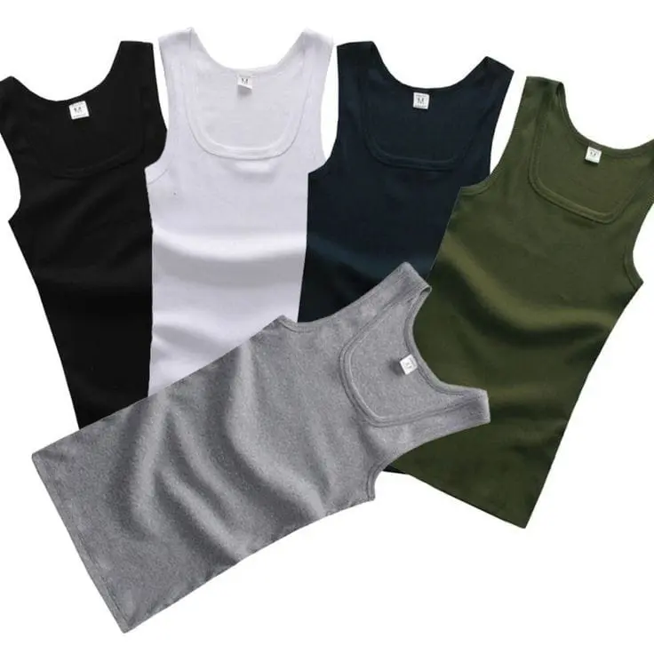 paket 5 pcs  Kaos Singlet Katun Cowok Dewasa Distro Hitam Pria Oblong Keren