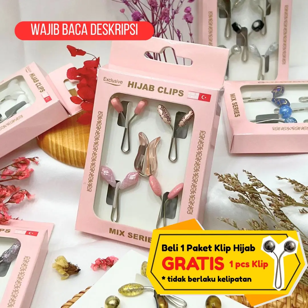 SATU WARNA MIX MODEL - WAJIB BACA DESKRIPSI - Paket Klip Hijab isi 5pcs Original Made in Turkey Oren Turkey