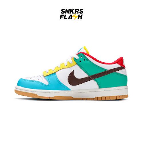 NIKE Kids Dunk Low Free 99 White Light Chocolate Roma Green (Gs) Sepatu Sneakers Anak - CZ2496100 hover