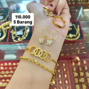 Gelang Dan Cincin Serta Anting Wanita Cantik satu set bestie Perhiasan