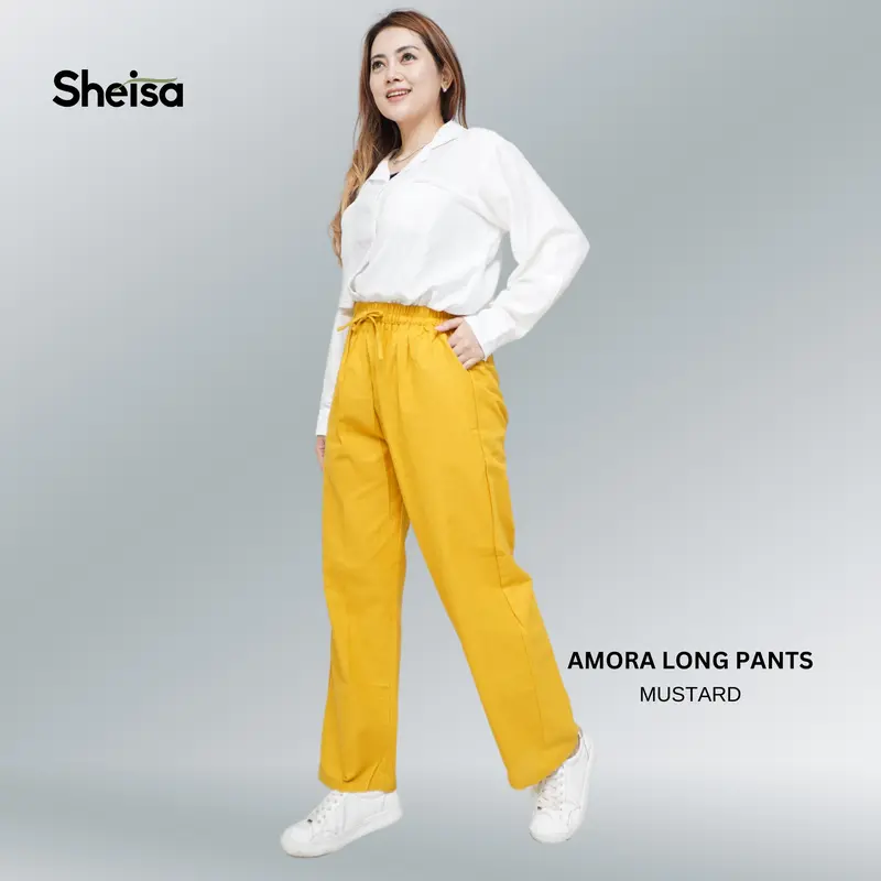 SHEISA Setelan Wanita Celana Panjang | Setelan Harian Santai Formal Casual Sport | AMORA ONESET | Bahan Linen Rami Lembut Dingin Tidak Gerah Untuk BB Reguler Sampai Jumbo dan Banyak Pilihan Warna 8
