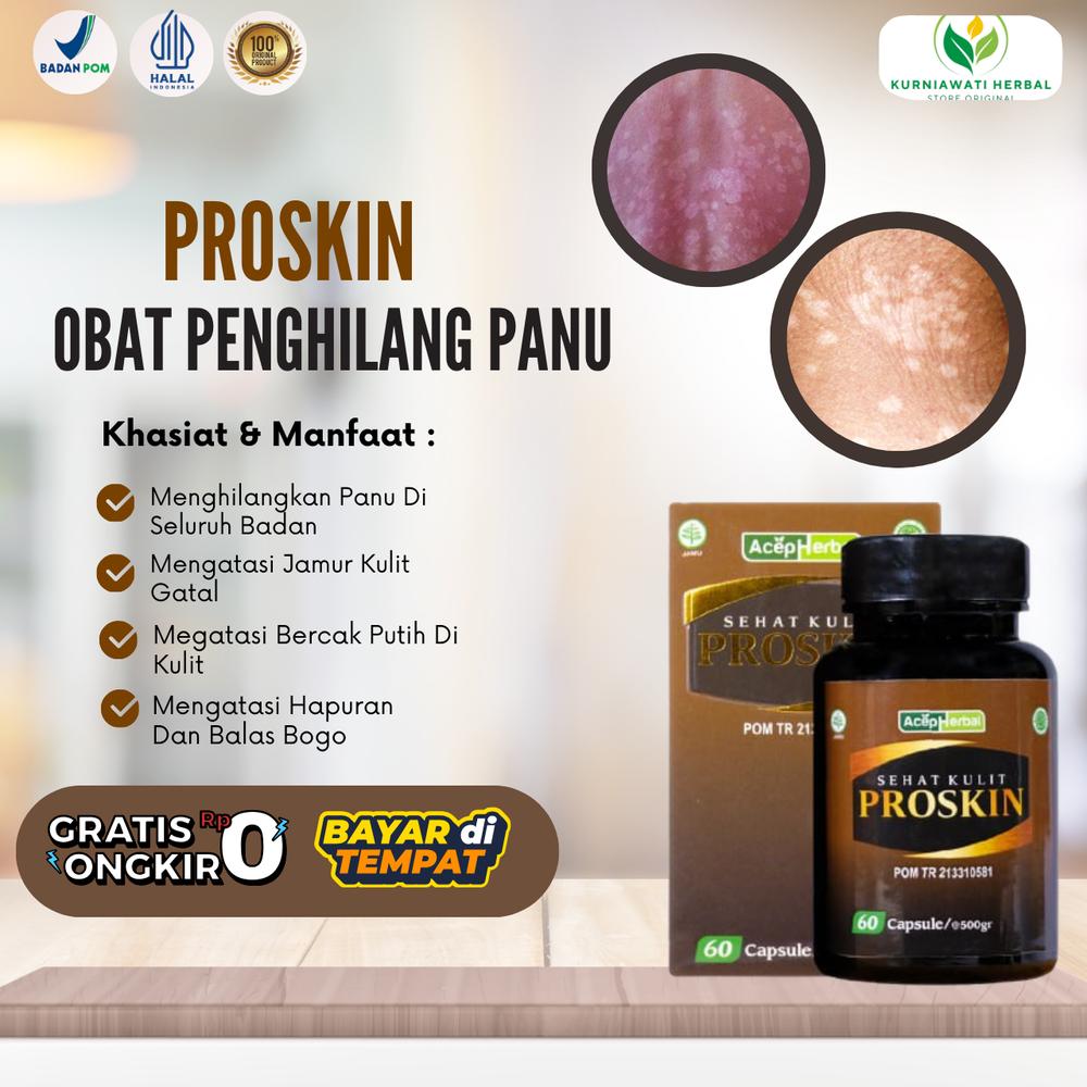 Proskin Penghilang Panu Hapuran Panu Seluruh Badan Jamur Kulit Gatal Balas Bogo Bercak Di Kulit 60 Kapsul BPOM & Halal MUI - 1 BOTOL