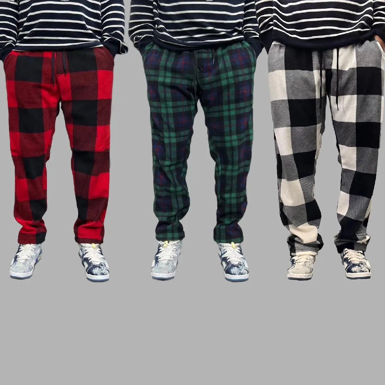 TOO - Celana Panjang Tartan Plaid Putih Couples