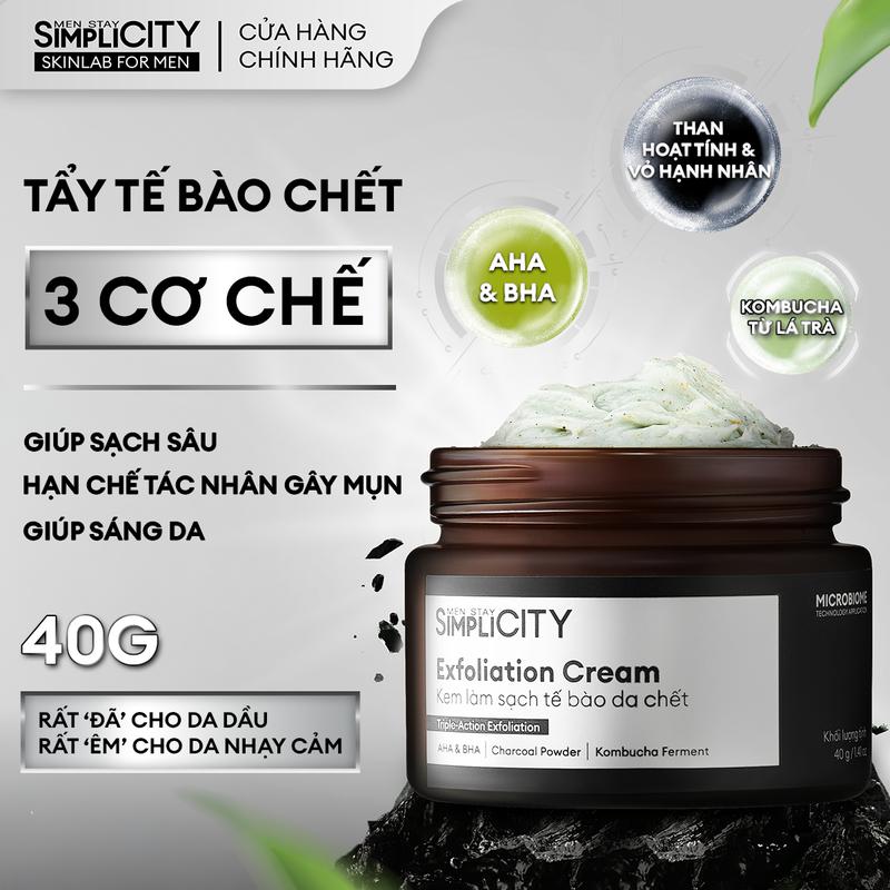 KOL Tẩy tế bào chết kết hợp mặt nạ 2 trong 1 giúp sạch sâu hạn chế tác nhân gây mụn giúp sáng da Men Stay Simplicity Exfoliation Cream 40G